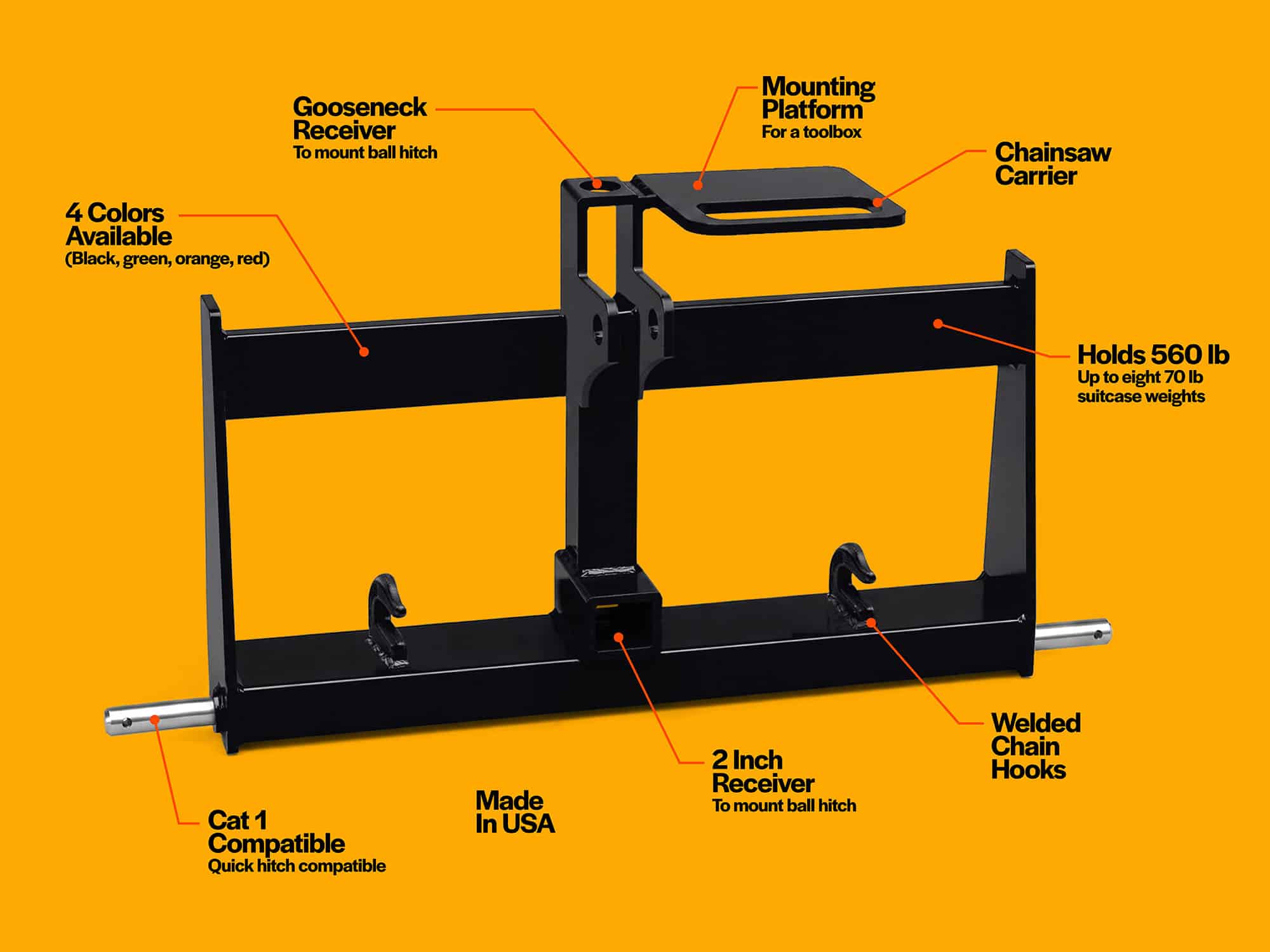 Diagram with features listed for GWT VersaBracket (weight rack)