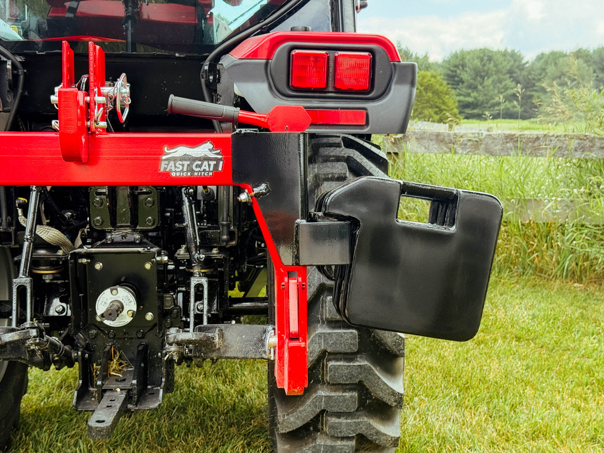 Rear View of Three 70 lb Suitcase Weights on GWT Hitch Hanger
