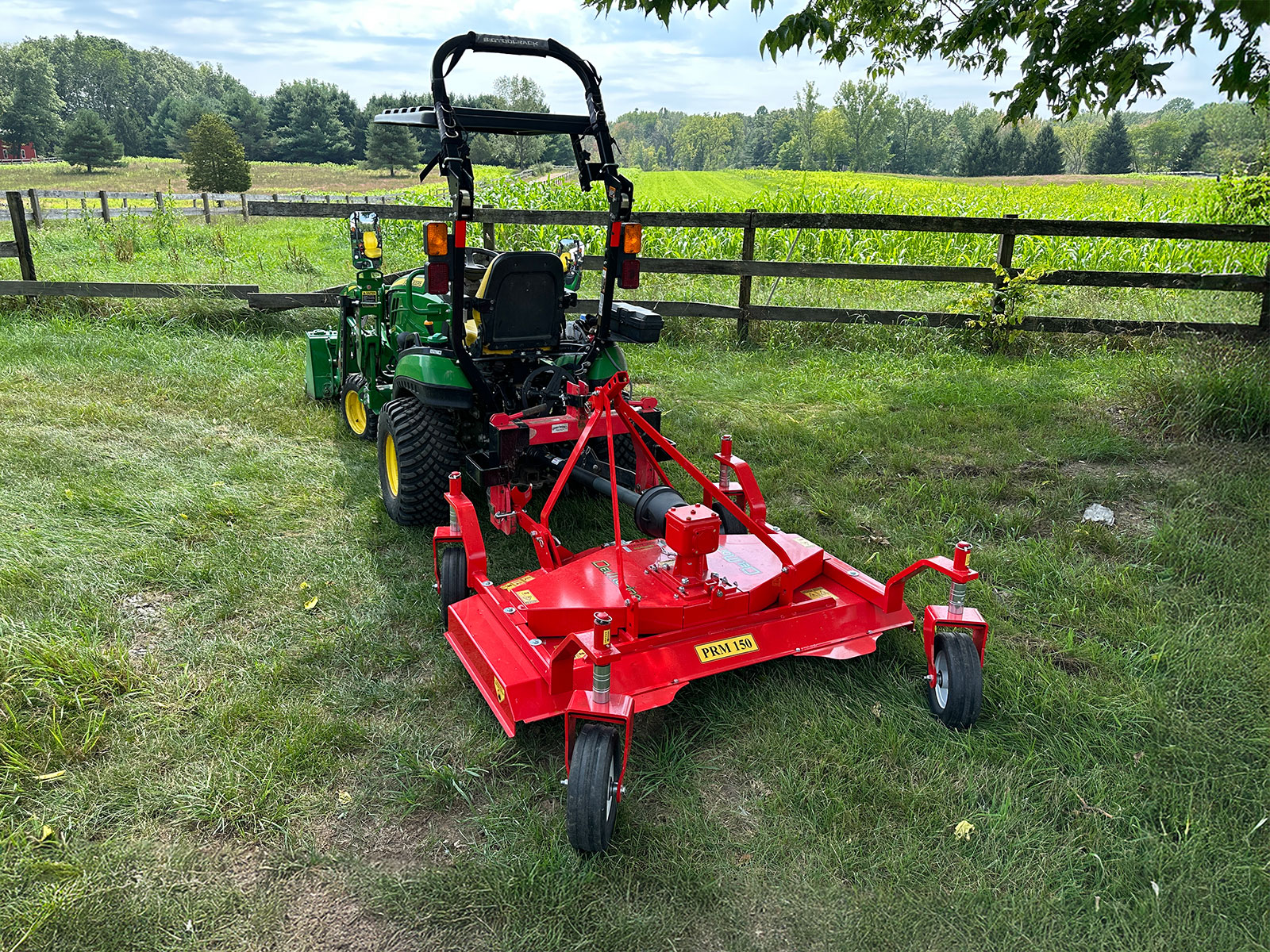 Del Morino PRM 150 Finish Mower on John Deere 1025R