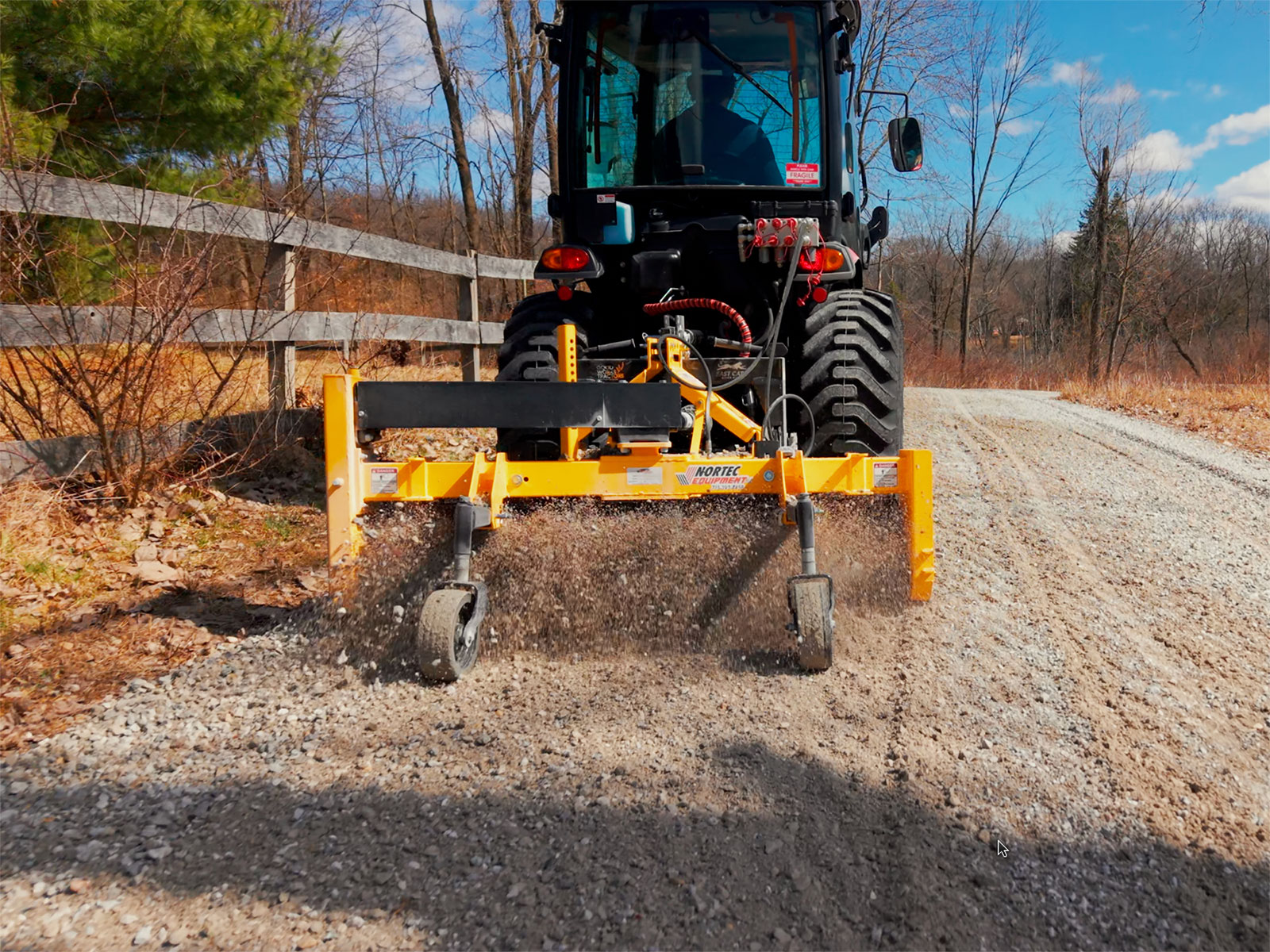 Nortec Raptor Power Rake on Gravel Drive