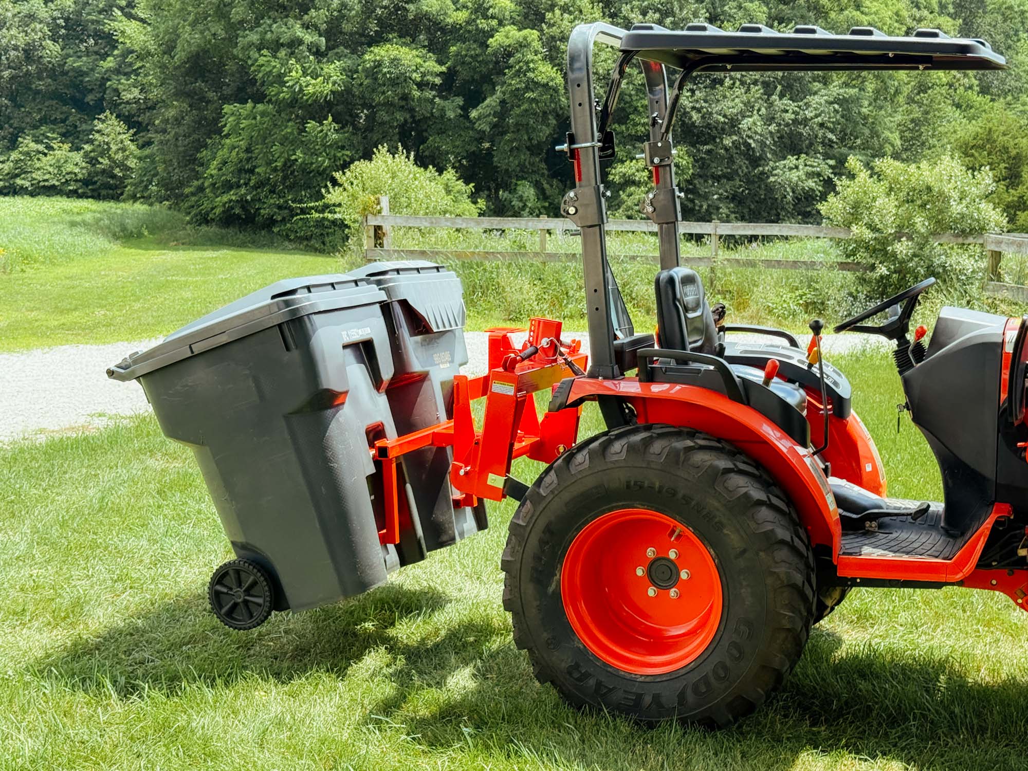 Moving Two Trash Cans on Double Trash Can Hauler